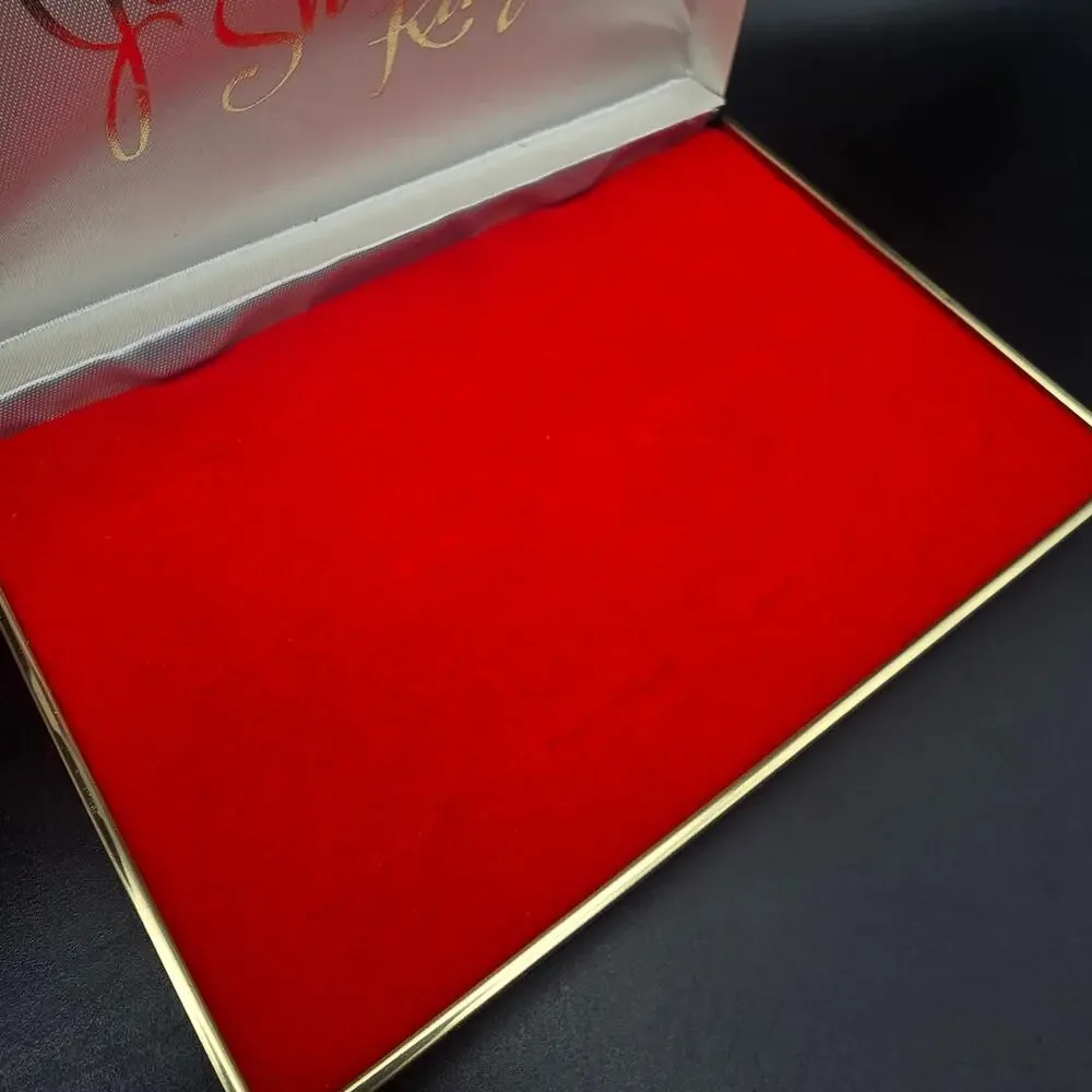 Vintage Jewelry Box Ring Box Showcase Black Red Flocked NOS In Box